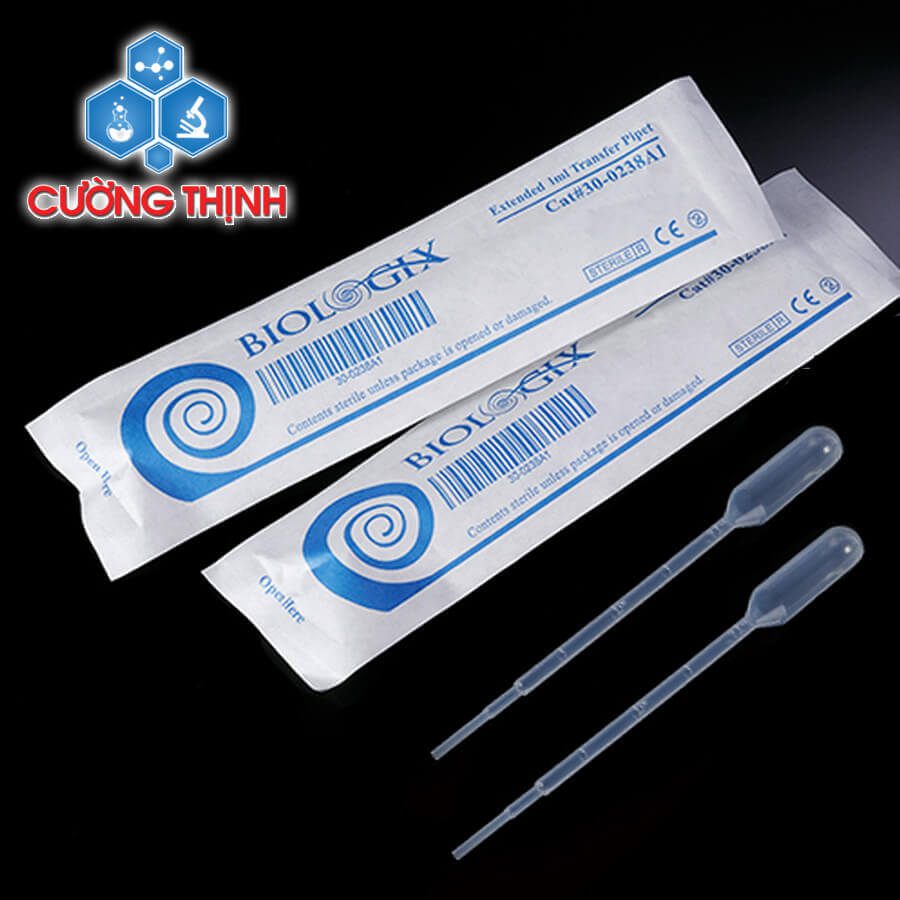Pipet pasteur 1ml tiệt trùng, độ dài 162mm (Biologix - Mỹ) 1 Pipet pasteur 1ml tiệt trùng, độ dài 162mm (Biologix - Mỹ)