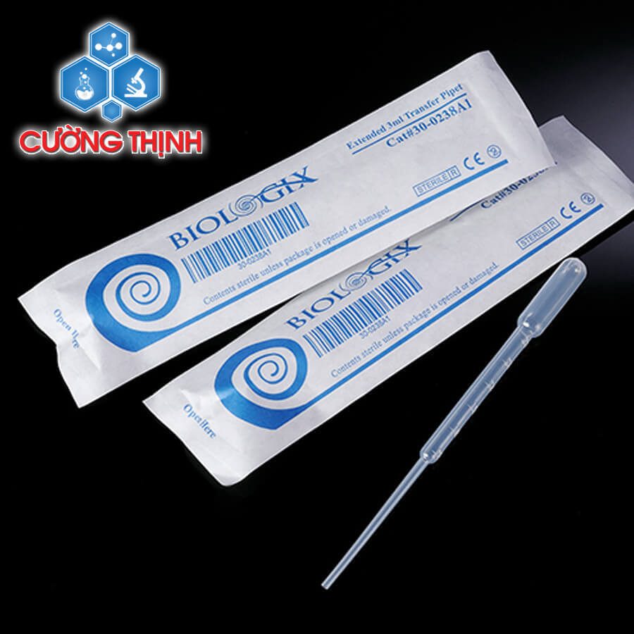 Pipet pasteur 3ml, 183mm, tiệt trùng (Biologix - Mỹ) 1 Pipet pasteur 3ml, 183mm, tiệt trùng (Biologix - Mỹ)